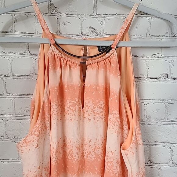 Luxology Women's Coral Pink Ombré Halter Dress Sleeveless Semi-Formal Dressy - Picture 4 of 11